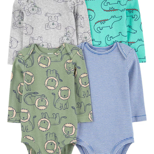 Kit body bebê 4 peças leão e jacaré multicor | Carter's