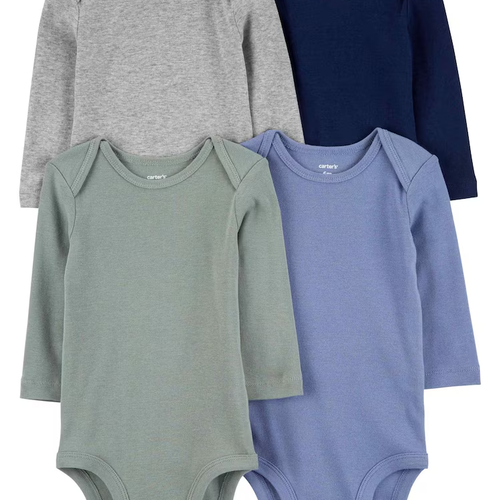 Kit body bebê 4 peças manga longa liso básico multicor | Carter's