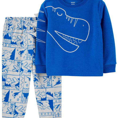 Pijama longo infantil 2 peças de fleece dinossauro azul | Carter's