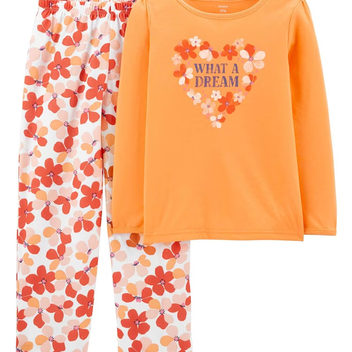 Conjunto longo infantil 2 peças floral laranja | Carter's