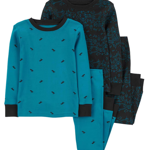 Pijama longo infantil 4 peças de dinossauros multicor | Carter's