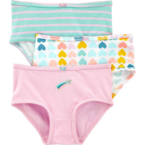 Kit Calcinha Infantil 3 Peças Corações Carter's - Rosa/Azul/Branco