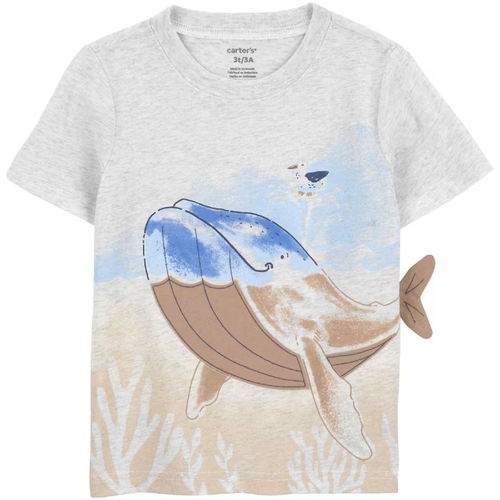 Camiseta infantil mescla baleia interativa cinza | Carter's