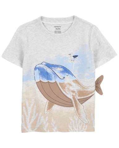 Camiseta infantil mescla baleia interativa cinza | Carter's