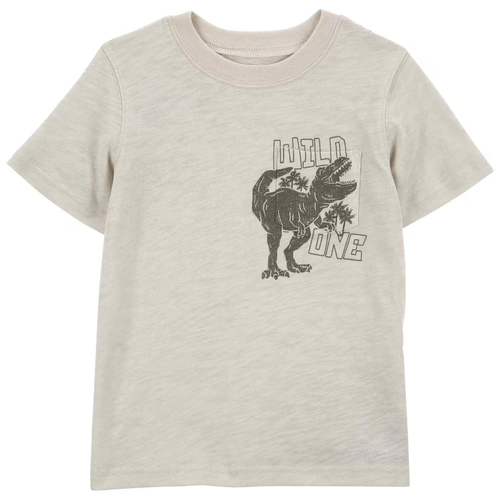 Camiseta infantil dinossauros com bolso cinza | Carter's