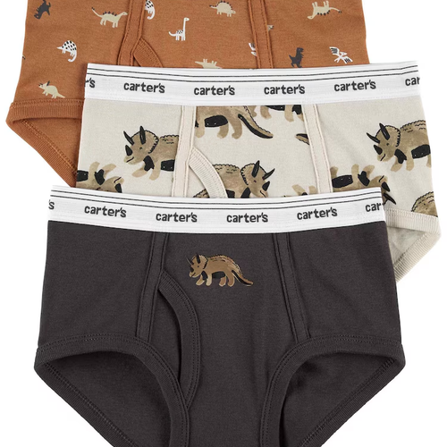 Kit cueca infantil 3 pares cós de elástico dinossauros multicor | Carter's