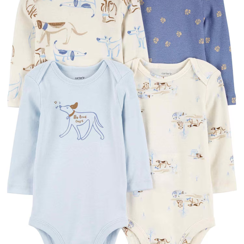 Kit body bebê 4 peças manga longa cachorros multicor | Carter's