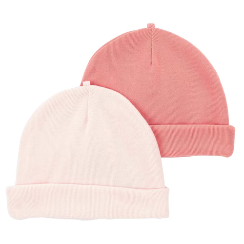 Kit touca bebê 2 peças com dobra rosa | Carter's