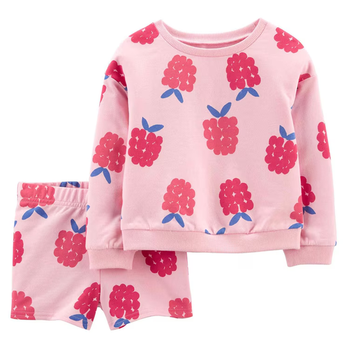 Conjunto Infantil Carter's 2 Peças Frutinhas Rosa Claro/Rosa Pink Tam 2 a 5