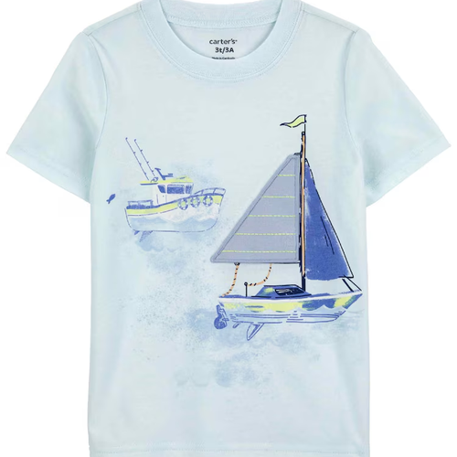 Camiseta infantil manga curta barco de pesca azul | Carter's