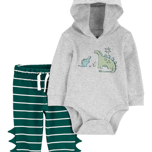 Conjunto longo de moletom bebê 2 peças dinossauro listrado multicor | Carter's