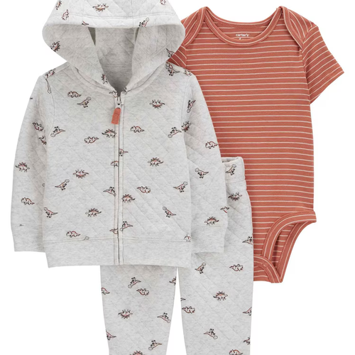 Conjunto longo de moletom bebê 3 peças dinossauros multicor | Carter's