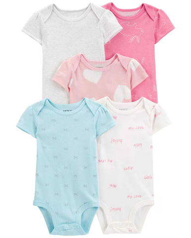 Kit body bebê 5 peças manga curta estampados multicor | Carter's
