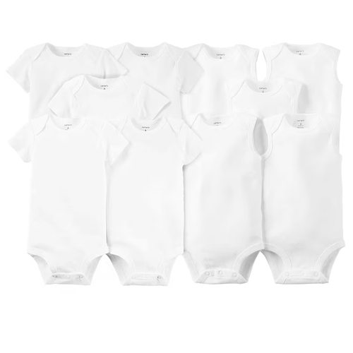 Kit body bebê 10 peças manga curta e regata branco | Carter's