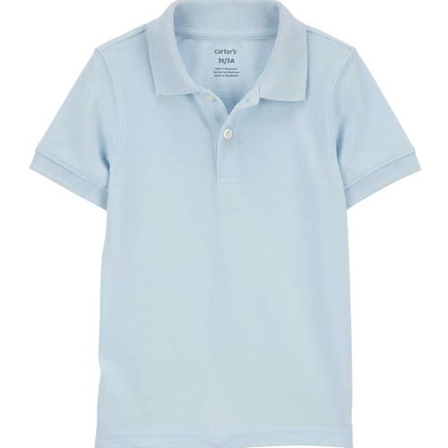 Camisa polo infantil com botões lisa azul | Carter's