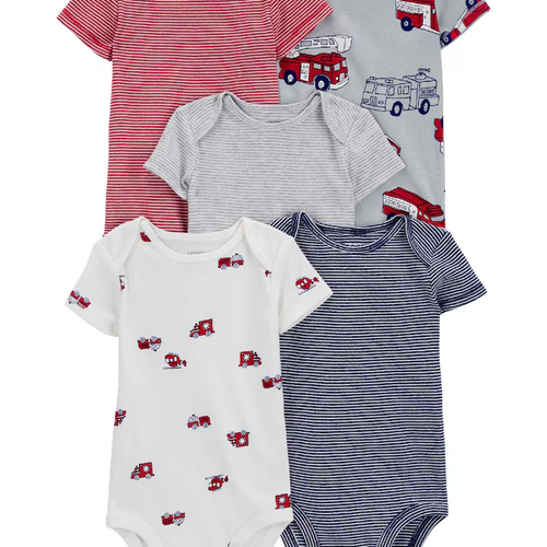 Kit body bebê 5 peças bombeiro listras multicor | Carter's