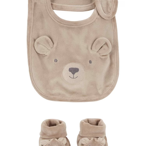 Kit babador bebê fleece com pantufa cachorrinho bege | Carter's