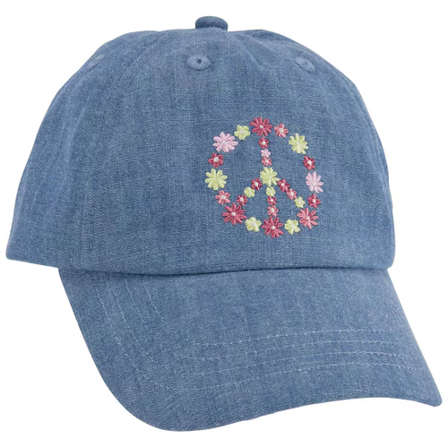 Boné jeans infantil aba curva bordado floral azul | Carter's