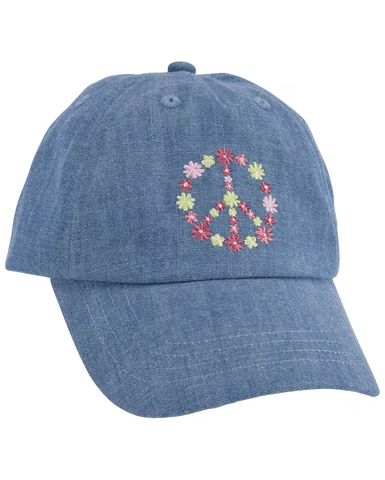 Boné jeans infantil aba curva bordado floral azul | Carter's