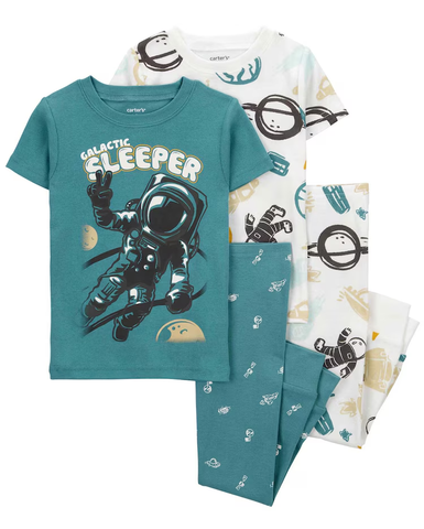 Pijama longo infantil 4 peças manga curta galactic sleeper multicor | Carter's