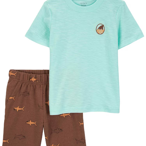 Conjunto curto infantil 2 peças flamê tubarões multicor | Carter's