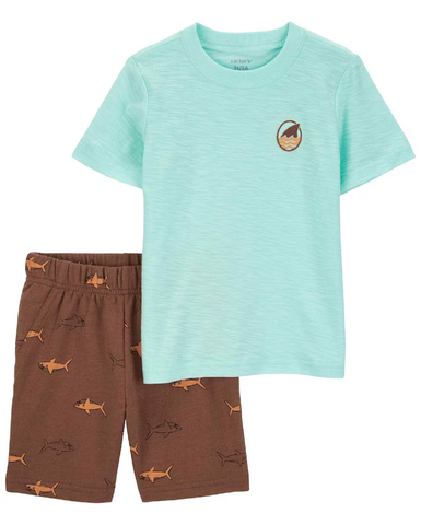 Conjunto curto infantil 2 peças flamê tubarões multicor | Carter's