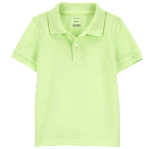 Camisa polo infantil com botões lisa verde | Carter's