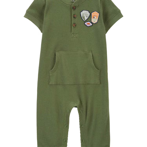 Macacão bebê texturizado bolso canguru verde | Carter's