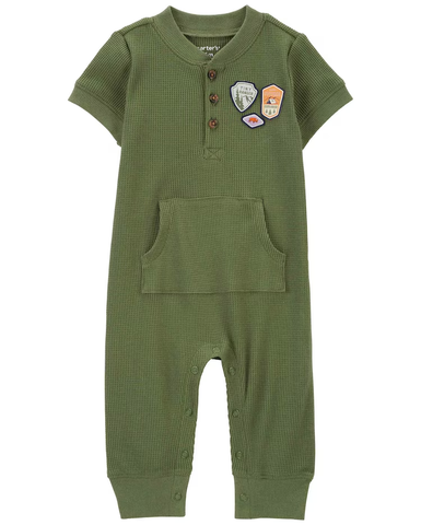 Macacão bebê texturizado bolso canguru verde | Carter's