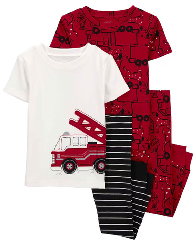 Pijama longo infantil 4 peças bombeiro e listras multicor | Carter's