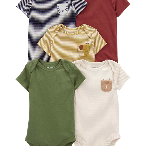 Kit body bebê 5 peças bolsos bichinhos multicor | Carter's