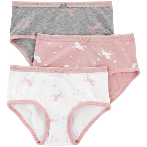 Kit calcinha infantil 3 peças unicórnios rosa | Carter's