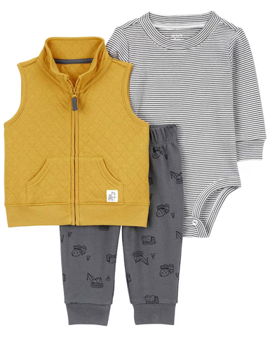 Conjunto longo bebê 3 peças caminhões multicor | Carter's