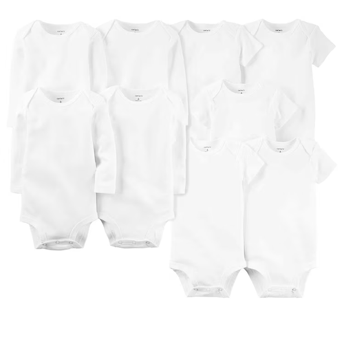 Enxoval bebê 9 peças manga curta e longa branco | Carter's
