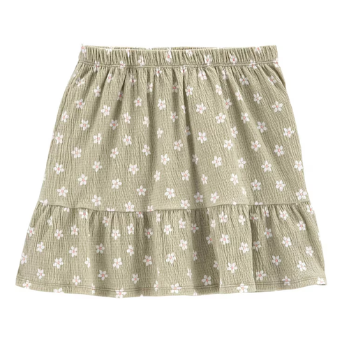 Saia Curta Infantil Babados Floral Verde Carter's Tam 6 a 8