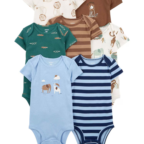 Kit body bebê 7 peças elefante listrado multicor | Carter's
