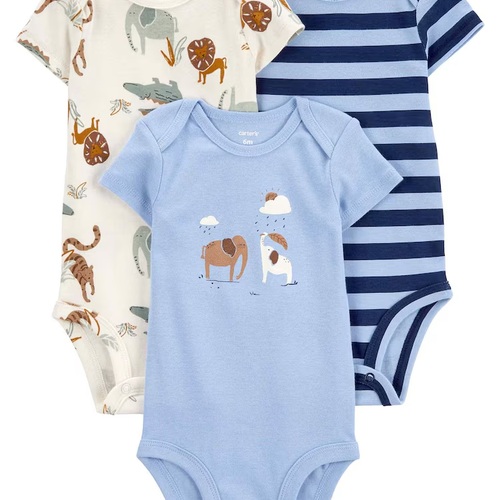 Kit body bebê 3 peças leão e elefante multicor | Carter's