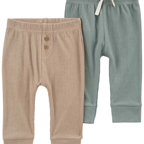 Kit calça moletom bebê 2 peças lisa cós elástico multicor | Carter's