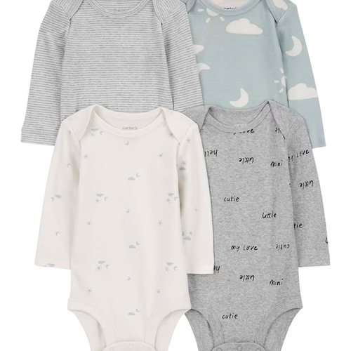Kit body bebê 4 peças nuvens listrado multicor | Carter's