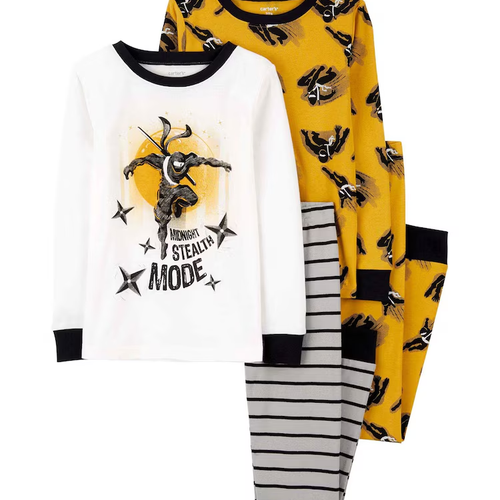 Pijama longo infantil 4 peças ninja com listras multicor | Carter's