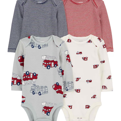 Kit body bebê 4 peças bombeiros listrado multicor | Carter's