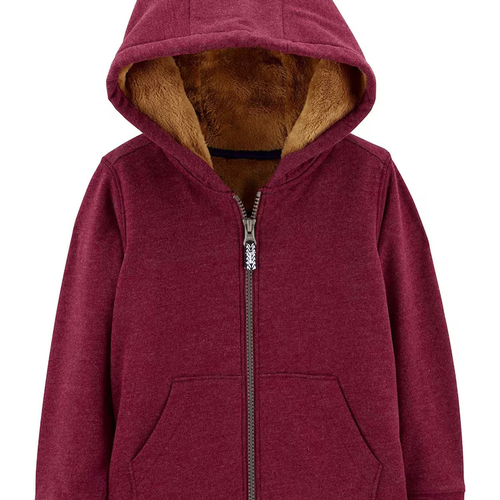 Blusão de moletom infantil com capuz e zíper vinho | Carter's