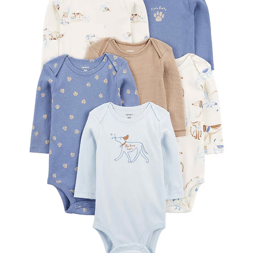 Kit body bebê 6 peças listrado e cachorro multicor | Carter's
