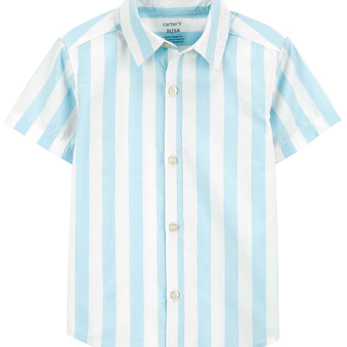 Camisa infantil com colarinho listrada azul | Carter's