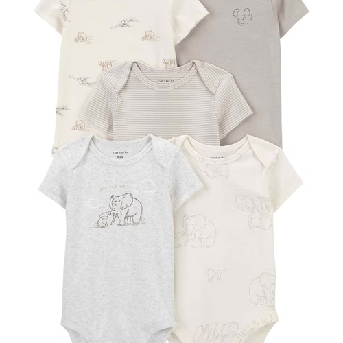 Kit body bebê 5 peças elefantes e listras multicor | Carter's