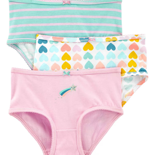 Kit calcinha infantil 3 peças corações rosa | Carter's
