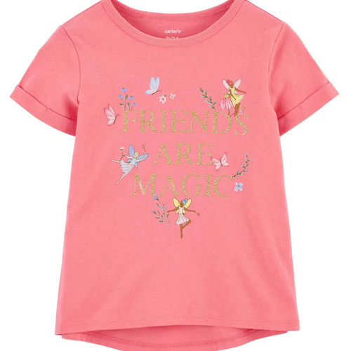 Camiseta Infantil Manga Curta Lettering Rosa Carter's Tam 2 a 5