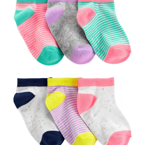 Kit Meia Cano Curto Infantil Carter's 6 Pares Multicor Tam 2 a 4
