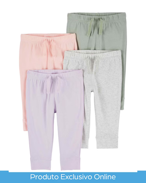 Kit calça bebê 4 peças cós elástico lisa multicor | Carter's