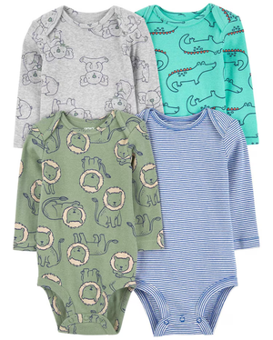 Kit body bebê 4 peças leão e jacaré multicor | Carter's